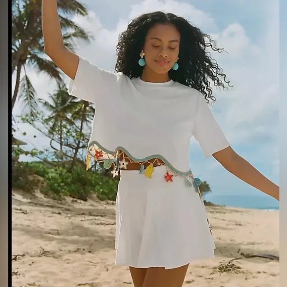 My Beachy Side White Cropped Ginger Terry Top | Size L - Picture 2 of 3